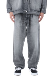 Selvage Denim Two Tuck Tapered Pants - BLACK_LIGHT FADE (GU253-40060LB)