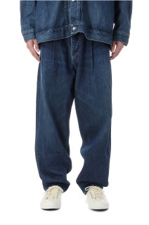 Selvage Denim Two Tuck Tapered Pants - INDIGO_DARK FADE (GU253-40060DB)