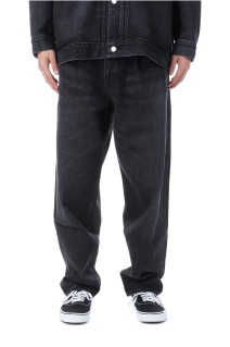 Selvage Denim Two Tuck Tapered Pants - BLACK_DARK FADE (GU253-40060DB)