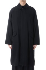 Fulled Wool Gabardine Oversized Bal Collar Coat - BLACK (GU253-10324)