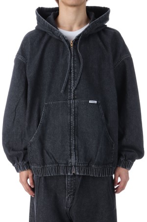 12.5oz Denim Zip Up Hooded Jacket - Black Fade (CTE-25A206)