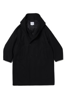 Wool Melton Double Breasted Jedi Coat - Black (CTE-25A221)