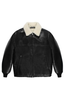 LEATHER BOA JACKET / BLACK (25FW-WMO-BL01)