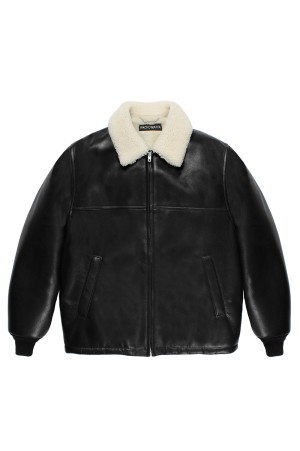 LEATHER BOA JACKET / BLACK (25FW-WMO-BL01)
