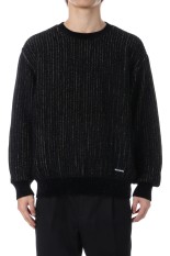 GLITTER CREW NECK SWEATER / BLACK-GOLD (25FW-WMK-KN03)