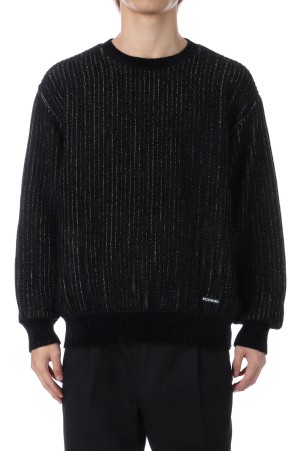 GLITTER CREW NECK SWEATER / BLACK-GOLD (25FW-WMK-KN03)