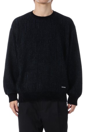 GLITTER CREW NECK SWEATER / BLACK-BLUE (25FW-WMK-KN03)