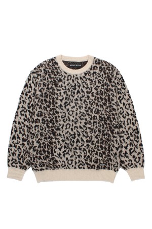 LEOPARD MOHAIR CREW NECK SWEATER / IVORY (25FW-WMK-KN07)