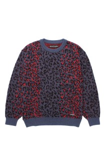 LEOPARD MOHAIR CREW NECK SWEATER / NAVY (25FW-WMK-KN07)