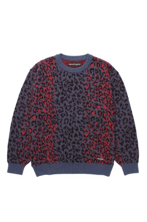 LEOPARD MOHAIR CREW NECK SWEATER / NAVY (25FW-WMK-KN07)