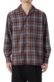 WOOL OMBRE CHECK OPEN COLLAR SHIRT L/S ( TYPE-2 ) / GRAY-ORANGE (25FW-WMS-PE02)