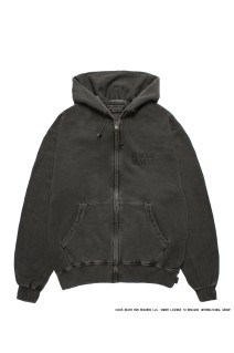 DEATH ROW RECORDS / WASHED MIDDLE WEIGHT FULL ZIP HOODED SWEAT SHIRT / GRAY (DEATHROW-WM-SS01)