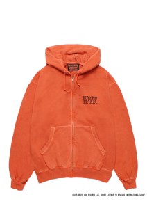 DEATH ROW RECORDS / WASHED MIDDLE WEIGHT FULL ZIP HOODED SWEAT SHIRT / ORANGE (DEATHROW-WM-SS01)