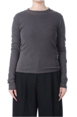 TENCEL SILK CIRCULER RIB CREW&amp;CREW LAYERED - CHARCOAL GRAY (KRAGGW0705)