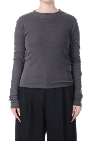 TENCEL SILK CIRCULER RIB CREW&CREW LAYERED - CHARCOAL GRAY (KRAGGW0705)