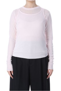 TENCEL SILK CIRCULER RIB CREW&TANK LAYERED - PINK (KRAGGW0710)