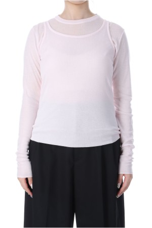 TENCEL SILK CIRCULER RIB CREW&TANK LAYERED - PINK (KRAGGW0710)