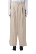 MERINO COLLEGE FLANNEL TUCKED WIDE PANTS - BEIGE TOP (PRAGGW0901)