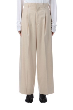 MERINO COLLEGE FLANNEL TUCKED WIDE PANTS - BEIGE TOP (PRAGGW0901)