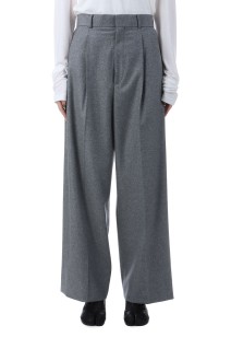 MERINO COLLEGE FLANNEL TUCKED WIDE PANTS - TOP GRAY (PRAGGW0901)