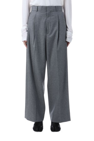 MERINO COLLEGE FLANNEL TUCKED WIDE PANTS - TOP GRAY (PRAGGW0901)