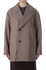 SUPER 120S DOUBLE MELTON SEMI DOUBLE SHORT COAT - TOP BROWN (SCAGGW0913)