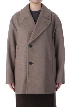 SUPER 120S DOUBLE MELTON SEMI DOUBLE SHORT COAT - TOP BROWN (SCAGGW0913)