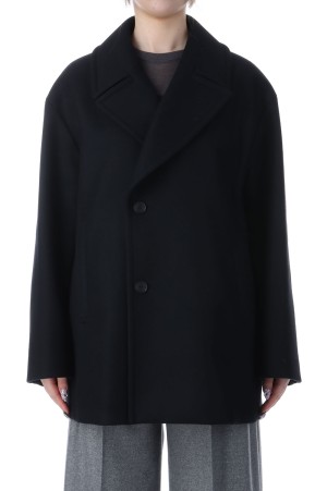 SUPER 120S DOUBLE MELTON SEMI DOUBLE SHORT COAT - BLACK (SCAGGW0913)