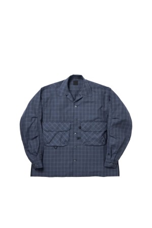 W's TECH SPORTS OPEN COLLAR SHIRT L/S NOVA CHECK - NAVY (BE-81025WL)