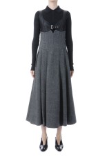 Leather panel Herringbone dress - Herringbone (FTC254-0804)