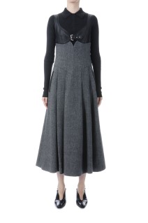 Leather panel Herringbone dress - Herringbone (FTC254-0804)