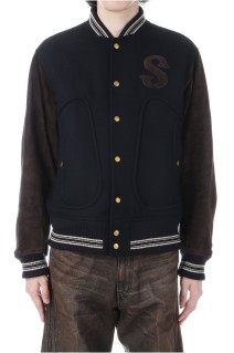 LEATHER STUDIUM JACKET - BLACK x BROWN (25330210)