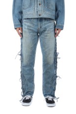 FADED BIKER DENIM PANTS - FADED INDIGO (25330420)