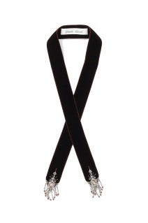 crystal silver tip velvet long ribbon - BROWN (TD-24SS-AC12)