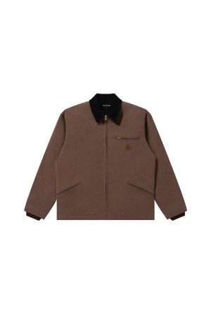 LEATHER PATCHED DUCK JACKET - BROWN (BEPFW25OT03)