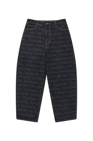 FASTHAND SCRIPT PATTERNED EXTRA BAGGY JEANS - BLACK (BEPFW25PA07)