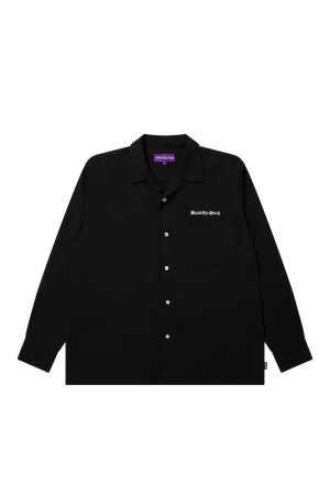 OE LOGO OPEN COLLARED L/S RAYON SHIRT - BLACK (BEPFW25TP06)