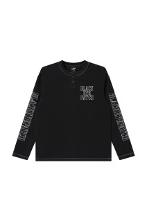 STENCIL LOGO HENLEY NECK L/S TEE - BLACK (BEPFW25TP11)