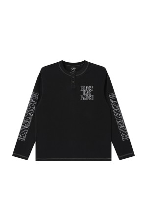 STENCIL LOGO HENLEY NECK L/S TEE - BLACK (BEPFW25TP11)
