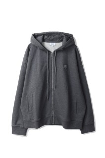 FOX HEAD ZIPPED OVERSIZE HOODIE - DARK GREY MELANGE (PM02138KM0340)