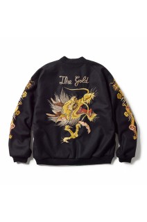 WOOL MELTON x ACETATE SOUVENIR JACKET DRAGON HEAD - BLACK (GL15725)