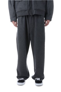 Super 160's WOOL HERRINGBONE MOSSER 1TUCK EASY PANTS - GRAY (GL42576)