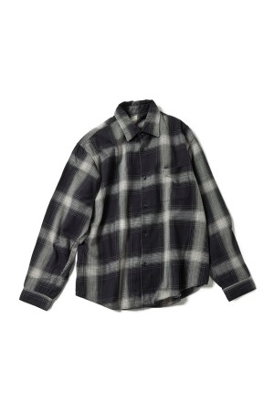 SUVIN COTTON NEL CHECK REGULAR COLLAR SHIRT - BLACK (GL29546)