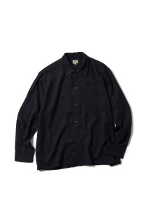Super120's WOOL CHECK OPEN SHIRT - BLACK (GL29548)