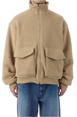 Super 140&#039;s WOOL FLEECE TRACK JACKET - BEIGE (GL15734)