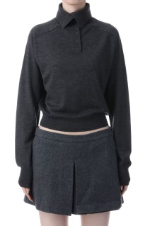 Front Botton Knit - CHARCOAL GRAY (12520535)