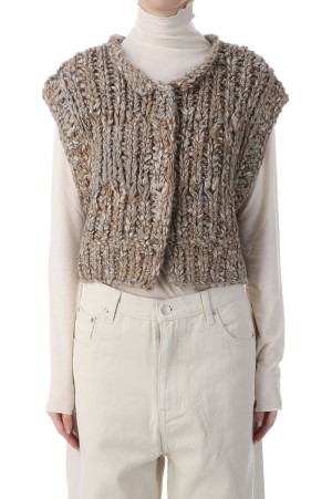 Mix Handknit Vest - GRAY BEIGE (12520525)