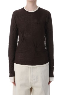 Tuck Layered Long T-shirts - DARK BROWN (12520615)