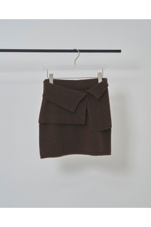 Layered Knit Skirt - BROWN (12520808)