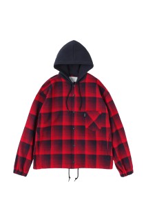 Flannel Hoodie - Red / Black (SD25F-SH05)
